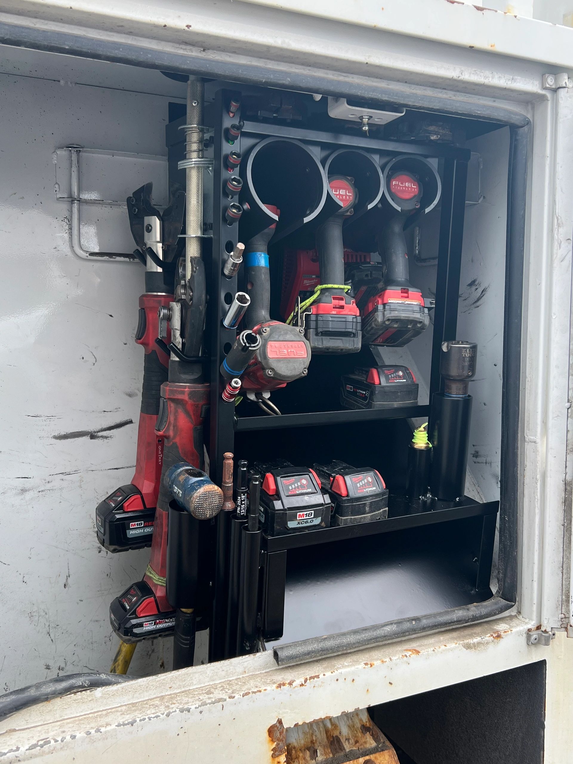 After — organized Lineman Locker truck cabinet